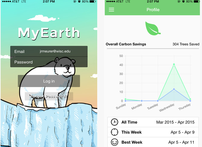 My Earth App for earth day global warming carbon footprint tracker